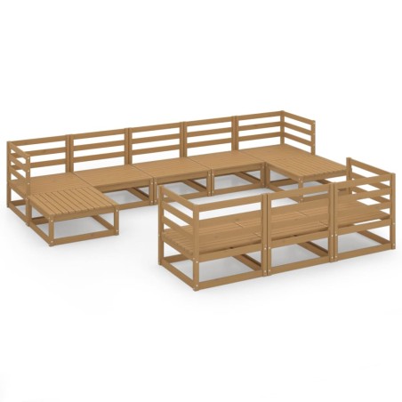 vidaXL Set Divani da Giardino 10 pz in Legno Massello di Pino