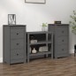Credenze 2 pz Grigie 40x35x80 cm in Legno Massello di Pino Credenze 2 pz Grigie 40x35x80 cm in Legno Massello di Pino
