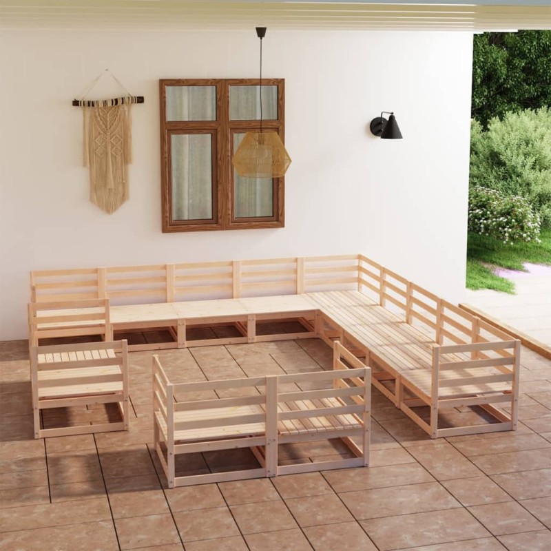 vidaXL Set Divani da Giardino 13 pz in Legno Massello di Pino vidaXL Set Divani da Giardino 13 pz in Legno Massello di Pino