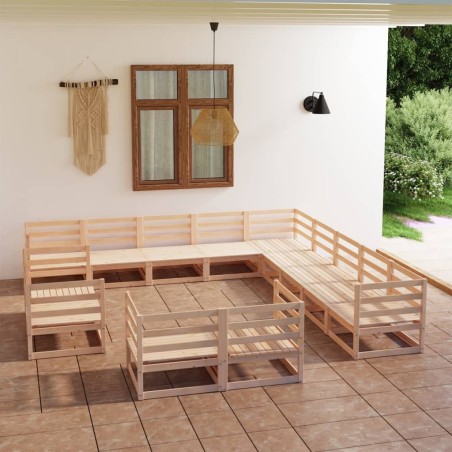 vidaXL Set Divani da Giardino 13 pz in Legno Massello di Pino