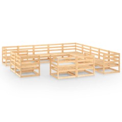 vidaXL Set Divani da Giardino 13 pz in Legno Massello di Pino