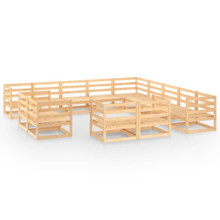 vidaXL Set Divani da Giardino 13 pz in Legno Massello di Pino