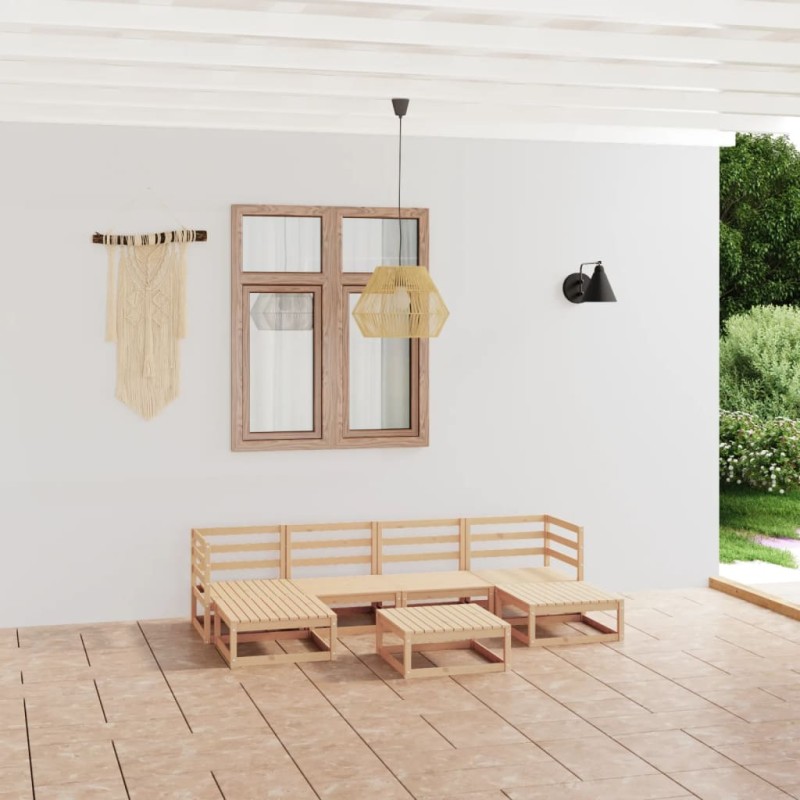 vidaXL Set Divani da Giardino 7 pz in Legno Massello di Pino vidaXL Set Divani da Giardino 7 pz in Legno Massello di Pino