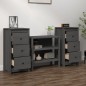 Credenze 2 pz Grigie 40x35x80 cm in Legno Massello di Pino Credenze 2 pz Grigie 40x35x80 cm in Legno Massello di Pino