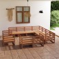 vidaXL Set Salotto da Giardino 11pz Marrone Ambra Legno Massello Pino vidaXL Set Salotto da Giardino 11pz Marrone Ambra Legno Massello Pino
