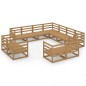 vidaXL Set Salotto da Giardino 11pz Marrone Ambra Legno Massello Pino vidaXL Set Salotto da Giardino 11pz Marrone Ambra Legno Massello Pino