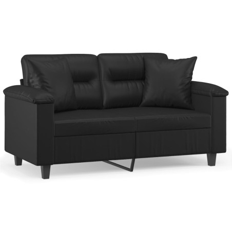 vidaXL Divano a 2 Posti con Cuscini Nero 120 cm in Similpelle