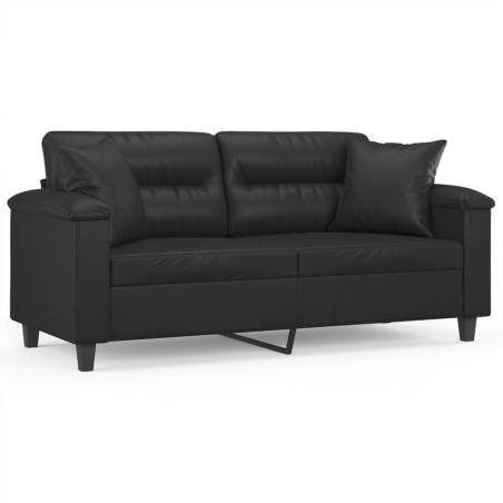 vidaXL Divano a 2 Posti con Cuscini Nero 140 cm in Similpelle