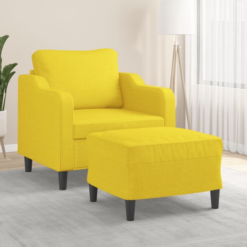 vidaXL Poltrona con Poggiapiedi Giallo Chiaro 60 cm in Tessuto vidaXL Poltrona con Poggiapiedi Giallo Chiaro 60 cm in Tessuto