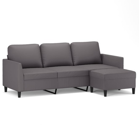 vidaXL Divano a 3 Posti con Poggiapiedi grigio 180 cm in Similpelle