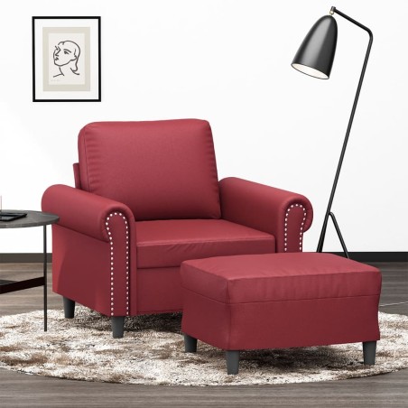 vidaXL Poltrona con Poggiapiedi Rosso Vino 60 cm in Similpelle