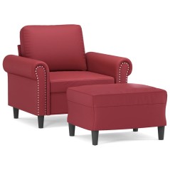 vidaXL Poltrona con Poggiapiedi Rosso Vino 60 cm in Similpelle