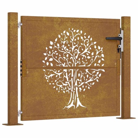 vidaXL Cancello da Giardino 105x105 cm in Acciaio Corten Design Albero