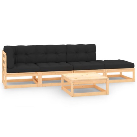 vidaXL Set Divani Giardino 6 pz con Cuscini in Legno Massello di Pino