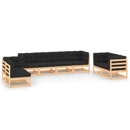 vidaXL Set Salotto Giardino 8 pz Cuscini Antracite Legno Massello Pino