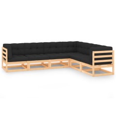 vidaXL Set Divani Giardino 6 pz con Cuscini in Legno Massello di Pino