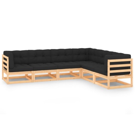 vidaXL Set Divani Giardino 6 pz con Cuscini in Legno Massello di Pino