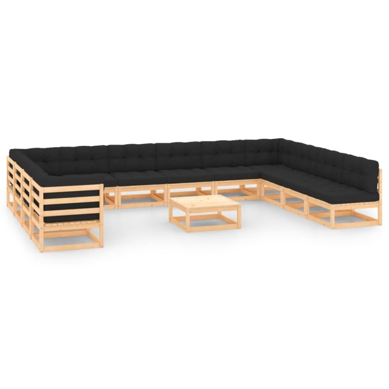 vidaXL Set Salotto Giardino 13pz Cuscini Antracite Legno Massello Pino vidaXL Set Salotto Giardino 13pz Cuscini Antracite Legno Massello Pino