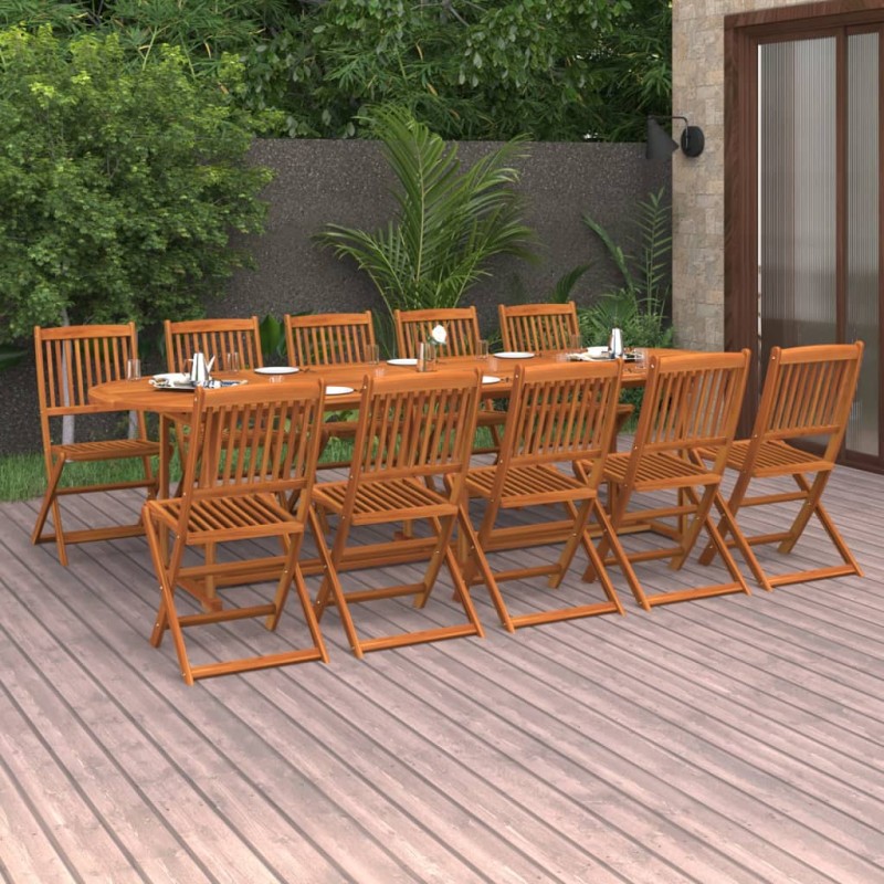 vidaXL Set da Pranzo da Giardino 11 pz 280x90x75 cm Massello di Acacia vidaXL Set da Pranzo da Giardino 11 pz 280x90x75 cm Massello di Acacia