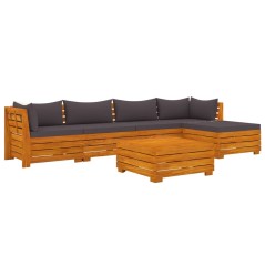 vidaXL Set Divani da Giardino 6 pz con Cuscini in Massello di Acacia