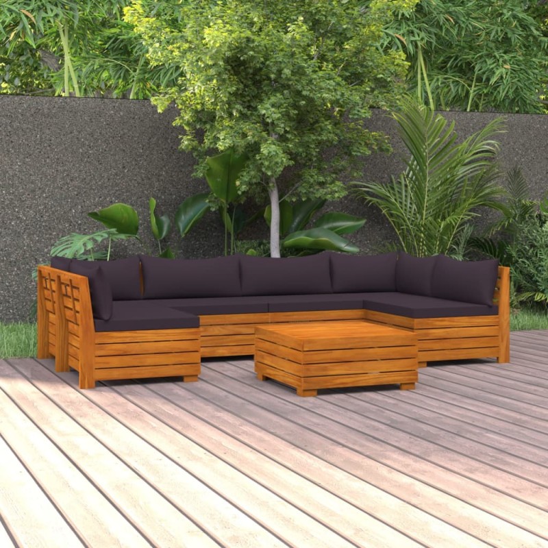 vidaXL Set Divani da Giardino 7 pz con Cuscini in Massello di Acacia vidaXL Set Divani da Giardino 7 pz con Cuscini in Massello di Acacia