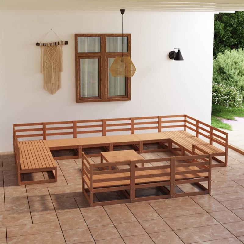 vidaXL Set Divani da Giardino 14 pz in Legno Massello di Pino vidaXL Set Divani da Giardino 14 pz in Legno Massello di Pino
