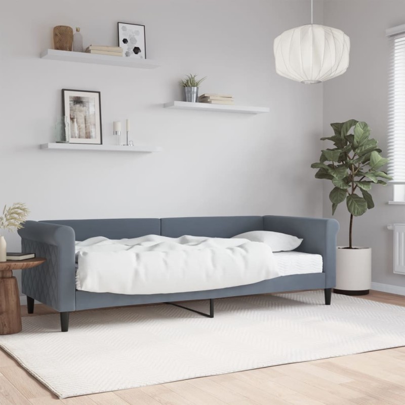vidaXL Divano Letto con Materasso Grigio Scuro 80x200 cm in Velluto vidaXL Divano Letto con Materasso Grigio Scuro 80x200 cm in Velluto