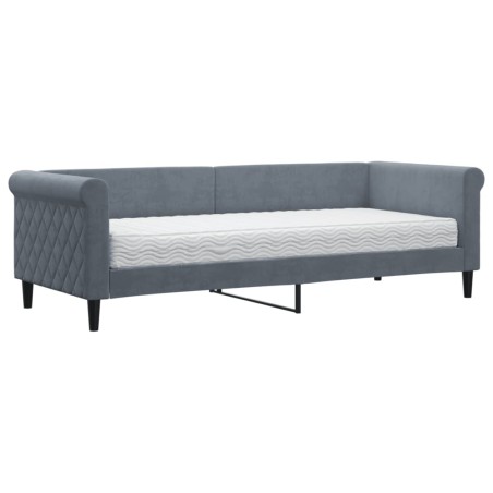 vidaXL Divano Letto con Materasso Grigio Scuro 80x200 cm in Velluto