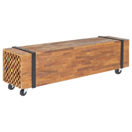 vidaXL Mobile Porta TV 110x30x32,5 cm in Legno Massello di Teak