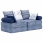 vidaXL Pouf Modulare a 2 Posti Indaco in Tessuto vidaXL Pouf Modulare a 2 Posti Indaco in Tessuto