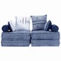 vidaXL Pouf Modulare a 2 Posti Indaco in Tessuto vidaXL Pouf Modulare a 2 Posti Indaco in Tessuto