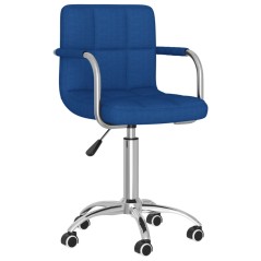 vidaXL Sedia da Pranzo Girevole Blu in Tessuto