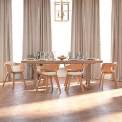 vidaXL Sedie da Pranzo 6 pz Crema in Legno Curvato e Similpelle