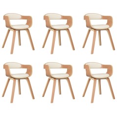 vidaXL Sedie da Pranzo 6 pz Crema in Legno Curvato e Similpelle