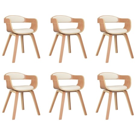 vidaXL Sedie da Pranzo 6 pz Crema in Legno Curvato e Similpelle