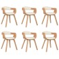 vidaXL Sedie da Pranzo 6 pz Crema in Legno Curvato e Similpelle vidaXL Sedie da Pranzo 6 pz Crema in Legno Curvato e Similpelle