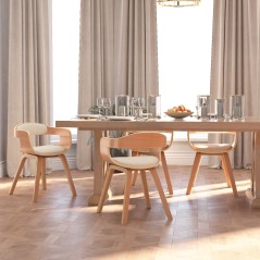 vidaXL Sedie da Pranzo 4 pz Crema in Legno Curvato e Similpelle