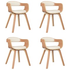 vidaXL Sedie da Pranzo 4 pz Crema in Legno Curvato e Similpelle