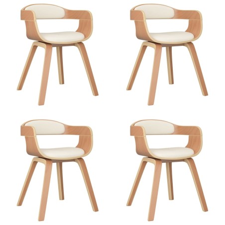 vidaXL Sedie da Pranzo 4 pz Crema in Legno Curvato e Similpelle