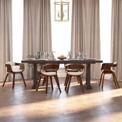 vidaXL Sedie da Pranzo 6 pz Crema in Legno Curvato e Similpelle