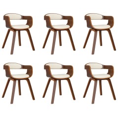 vidaXL Sedie da Pranzo 6 pz Crema in Legno Curvato e Similpelle