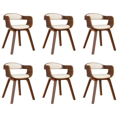 vidaXL Sedie da Pranzo 6 pz Crema in Legno Curvato e Similpelle