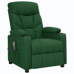 vidaXL Poltrona Alzapersona Massaggiante Verde Scuro Tessuto