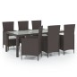 vidaXL Set Mobili da Giardino 7 pz con Cuscini in Polyrattan Marrone vidaXL Set Mobili da Giardino 7 pz con Cuscini in Polyrattan Marrone