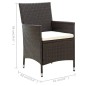 vidaXL Set Mobili da Giardino 7 pz con Cuscini in Polyrattan Marrone vidaXL Set Mobili da Giardino 7 pz con Cuscini in Polyrattan Marrone