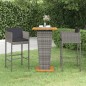 vidaXL Set Bar da Giardino 3 pz con Cuscini in Polyrattan Grigio vidaXL Set Bar da Giardino 3 pz con Cuscini in Polyrattan Grigio