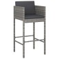 vidaXL Set Bar da Giardino 3 pz con Cuscini in Polyrattan Grigio vidaXL Set Bar da Giardino 3 pz con Cuscini in Polyrattan Grigio