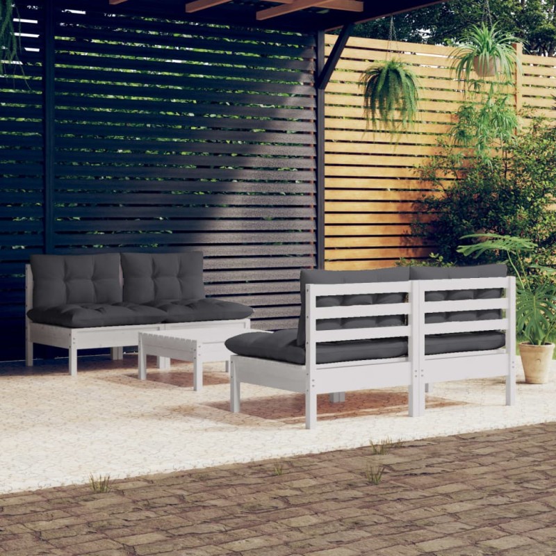 vidaXL Set Divani da Giardino 5 pz con Cuscini Antracite Legno di Pino vidaXL Set Divani da Giardino 5 pz con Cuscini Antracite Legno di Pino