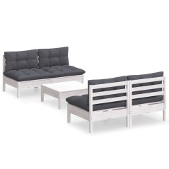 vidaXL Set Divani da Giardino 5 pz con Cuscini Antracite Legno di Pino