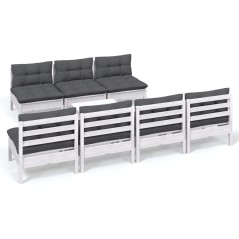 vidaXL Set Divani da Giardino 8 pz con Cuscini Antracite Legno di Pino